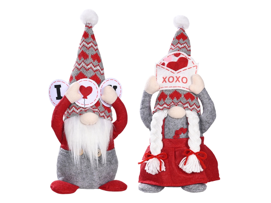 Boneca Sem Rosto Casal Elfo Gnome para Decoração de Férias