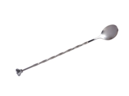 Colher Bar Com Muddler, 28 Cm, Aço Inoxidável, Cabo Torcido, Para Cocktails