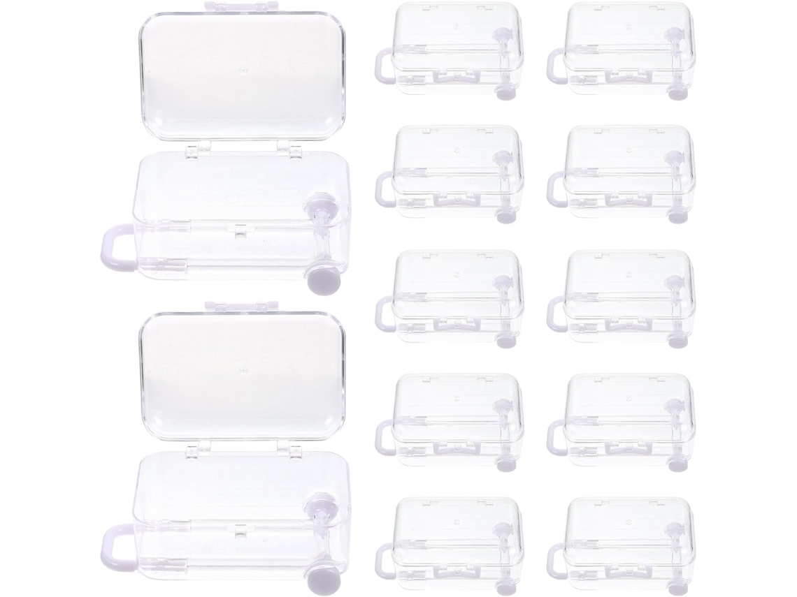 Mini Caixas De Presente Em Formato Mala Branca, Pacote Com 12 Unidades, Multiuso Para Embalar Doces Em Festas E Ocasiões