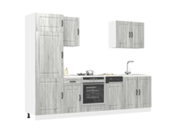Vidaxl 7 Peças Armário De Cozinha Conjunto Kalmar Cinza Sonoma