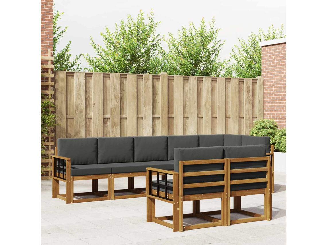 Vidaxl Conjunto De Sofás Para Exterior 8 Pcs Natural E Antracite