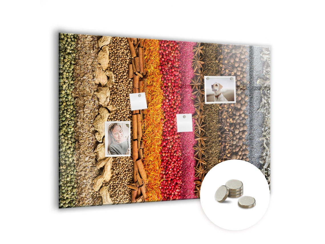 Quadro De Vidro Magnético Fileiras De Especiarias Para A Sala De Estar Espelharte (100x70 Cm)