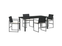 Conjunto 5 De Jantar De Jardim De Vidaxl Com Almofadas Preto Vime Pe
