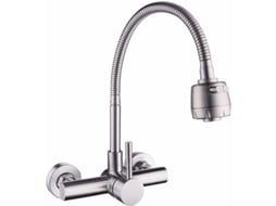 Torneira de Cozinha, Torneira de Parede para Pia em Aço Inoxidável 304, Torneira Giratória de 360° com Mangueira Flexível. MDUG