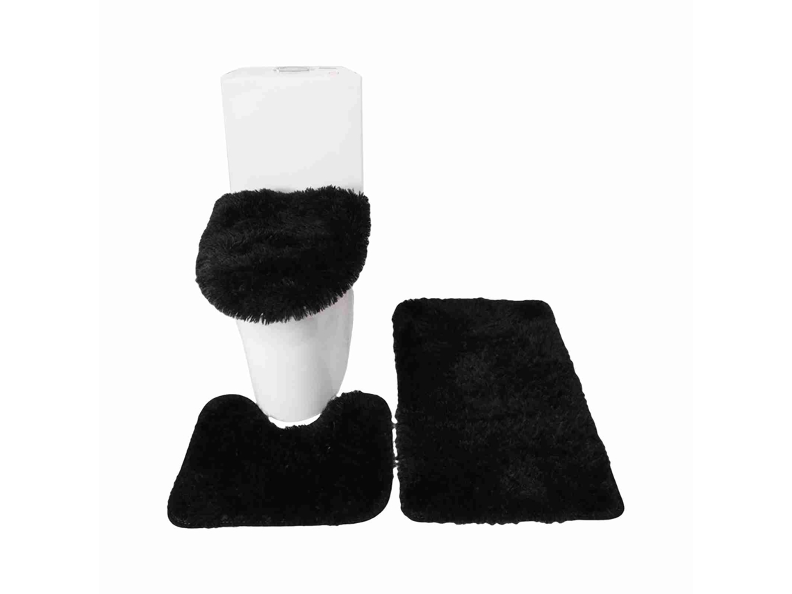 Conjunto de 3 tapetes de banheiro com capa de vaso sanitário e tapete U antiderrapante absorvente S/MARCA