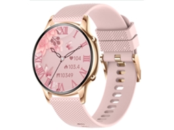 Smartwatch com Display Amoled Full-Touch de 1 32 Polegadas Chamadas Bluetooth Recursos de Saúde Feminina e Design Redondo Rosa YEMAESRE