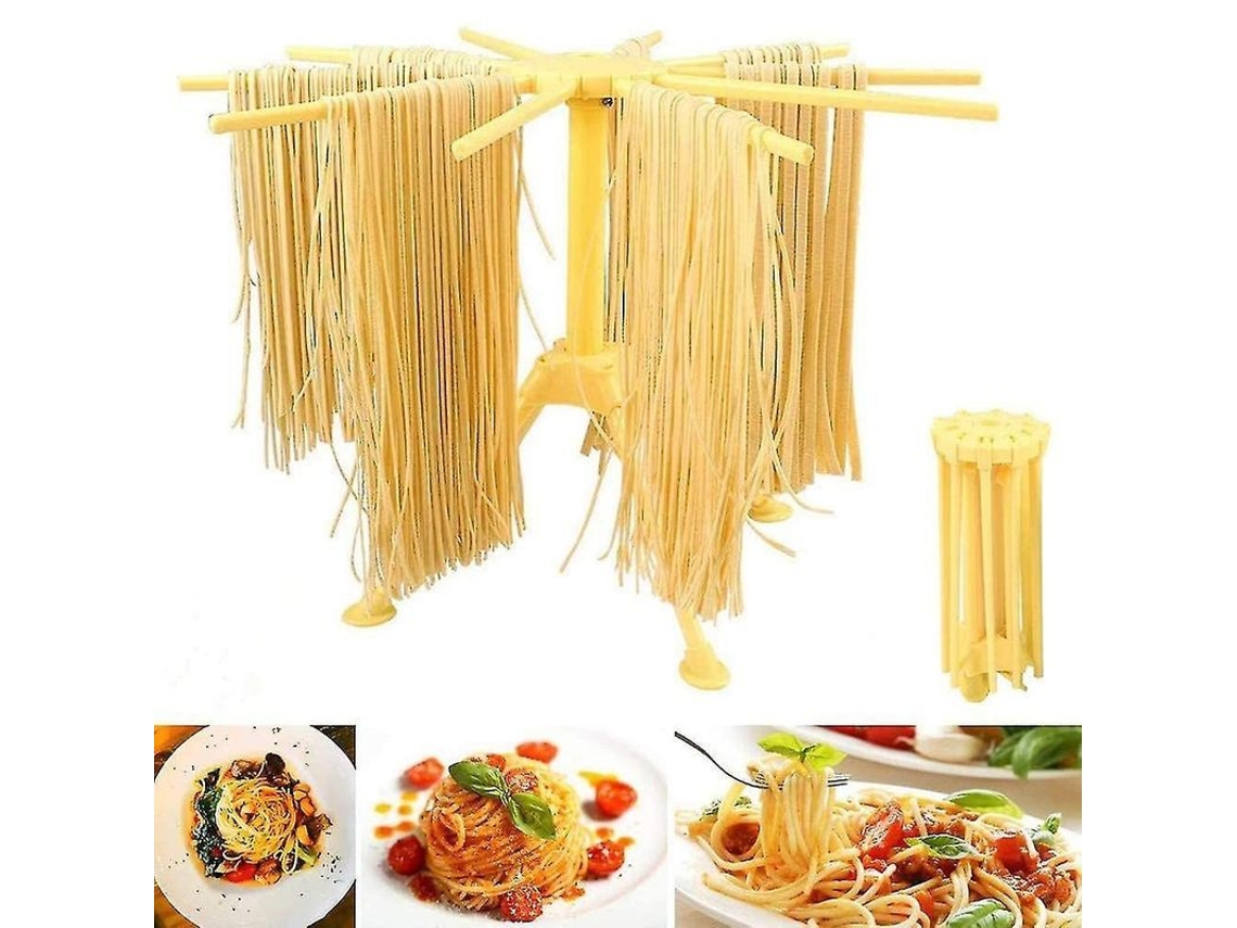 Secador De Massas Com 10 Barras Extensíveis Até 2kg, Plástico Abs Amarelo, Plegável, Acessório De Cozinha