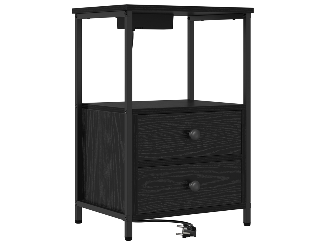 Conjunto 1 Armário De Cabeceira Vidaxl Preto Derivados De Madeira (40 X 31 X 60 Cm)