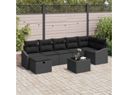 Vidaxl Conjunto De Sofás Com Almofada Com Armazenamento 8 Pcs Vime Pe