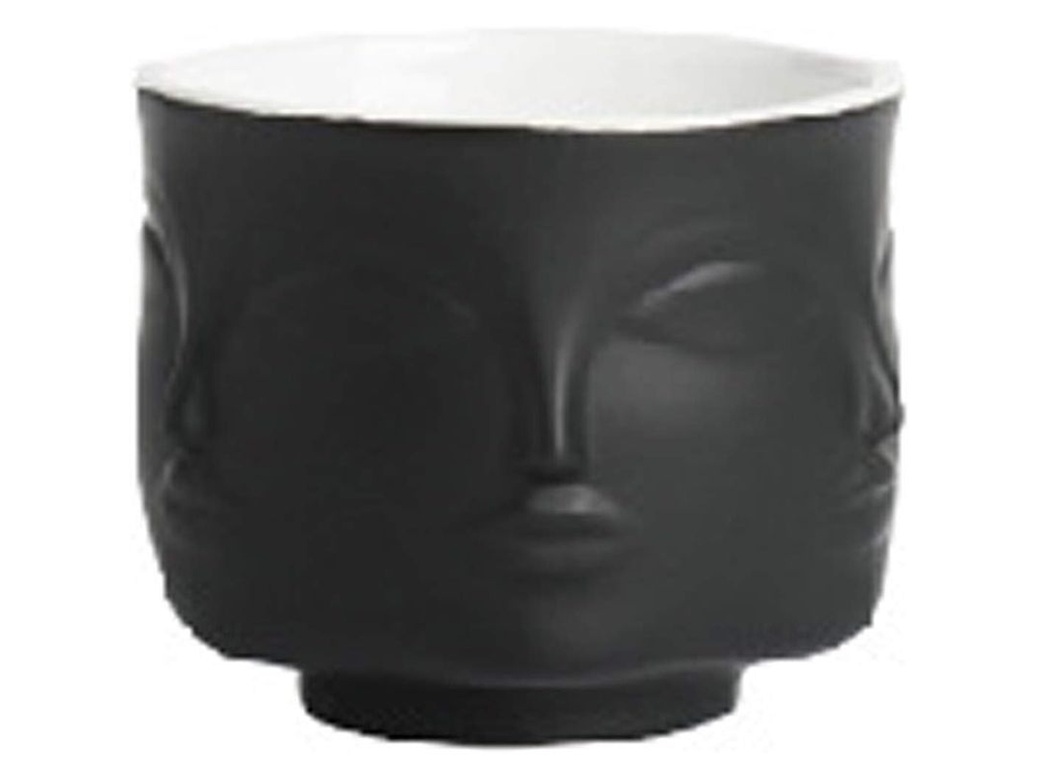 Maceta Creativa Cara Humana Cerámica Vaso Suculenta Decoración Sala Oficina Balcón Negro