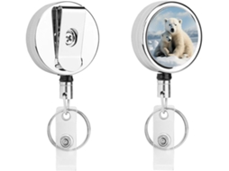 Porta Crachá Retrátil Em Metal Com Um Adorável Urso Polar, Portátil, Com Cordão De Nylon E Aço Inoxidável, 17, 2cm 6, 78 Polegadas