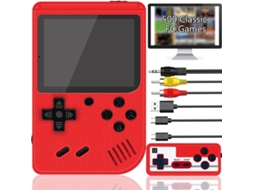 Console de jogos portátil Slowmoose Retro com 500 jogos FC clássicos, tela de 3 polegadas, bateria recarregável de 1200 mAh, vermelho
