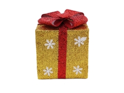Caixa De Presente Com Enfeites De Natal E Vista De Janela, Decoração Com Floco De Neve Olysi Shop