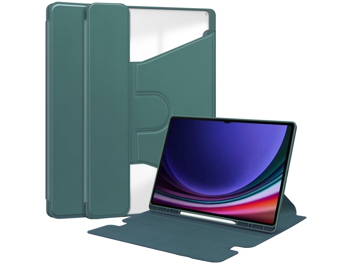 Capa Para Tablet Lurelia, Compatível Com Samsung Galaxy Tab S9 11 Giratório 360, Verde Escuro, Tpu, Suporte Giratório, Função Sono