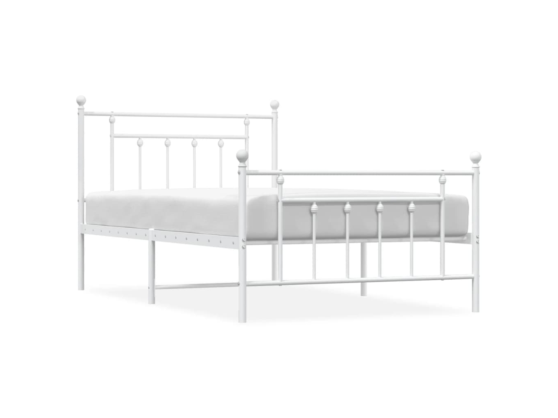 Bed Frame, Bed Frames Vidaxl Branco Aço (100 X 200 Cm)