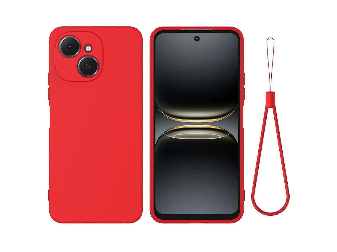 Capa Traseira De Silicone Líquido Tkdaddy Para Tecno Spark 40c Com Alça De Mão Vermelha