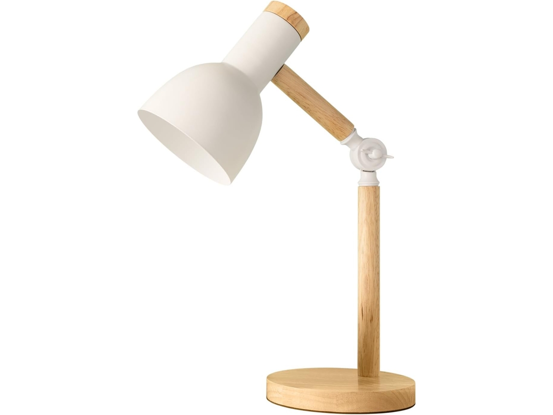 Lâmpada Mesa Madeira Branca Ajustável E27 12w Luz Quente, para Crianças Quarto/sala ZYBLSSBB