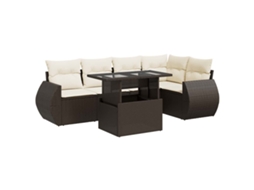Conjunto de 6 Sofás Jardim com Almofadões Vime Pe Castanho MAISON EXCLUSIVE (80x200 cm)