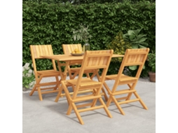 Conjunto 5 Peças Jantar P/ Jardim Madeira De Teca Sólido Dkd Home Decor