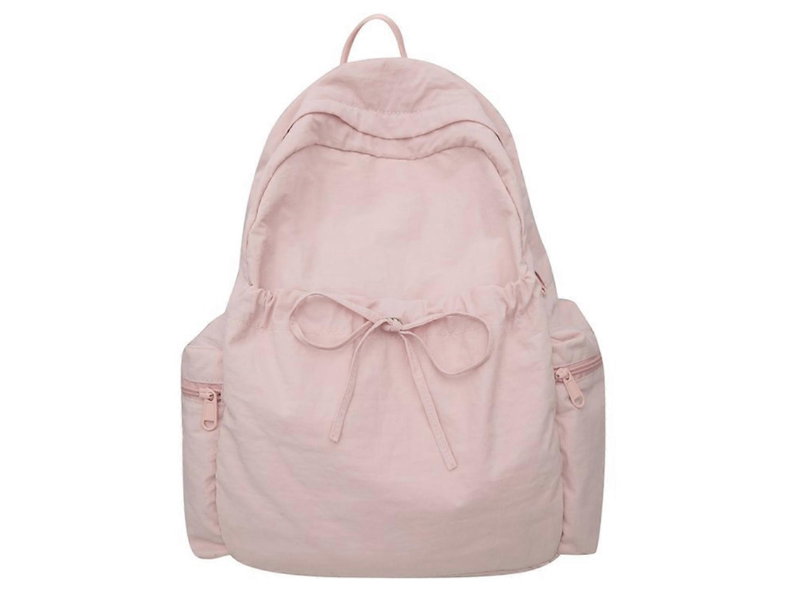 Mochila Escolar Versátil Em Nylon Para Laptop, Mochila Confortável Para Estudantes Do Ensino Fundamental E Médio, Rosa.