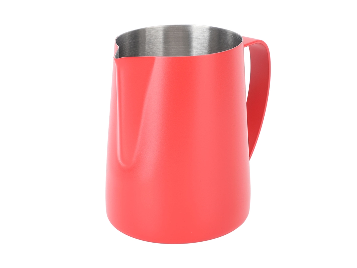 Jarra Para Espumar Café De 480 Ml Em Aço Inoxidável 304 Com Bico Pontiagudo, Ideal Para Latte Art E Com Escala Interna, Na Cor Vermelha
