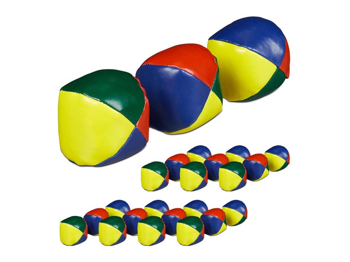 Relaxdays Bolas De Malabarismo, Lote De 24, Iniciantes E Profissionais, D: 65 Mm, Pvc Areia, Bolas De Malabarismo, Multicoloridas