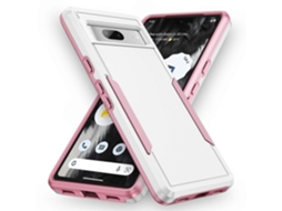 Capa Protetora De Pc Tpu De Nível Militar Para Google Pixel 7a - Branca E Rosa