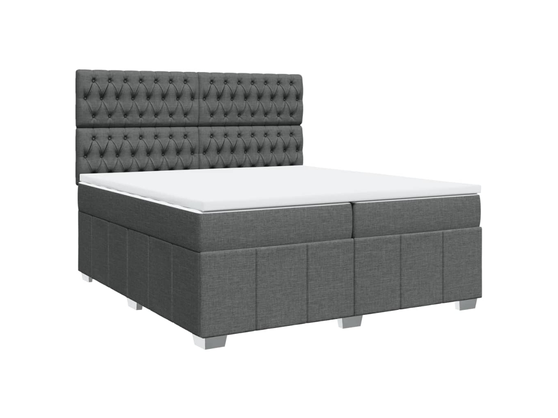 Cama com Molas/Colchão 200x200 Cm em Tecido Cinzento Escuro MAISON EXCLUSIVE