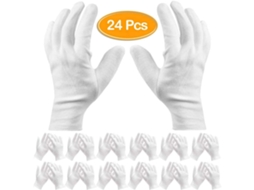Pacote Com 24 Luvas Brancas De Algodão, Luvas De Trabalho, Luvas Hidratantes Para Mãos Secas E Com Eczema, Ideais Para Inspeção De Joias