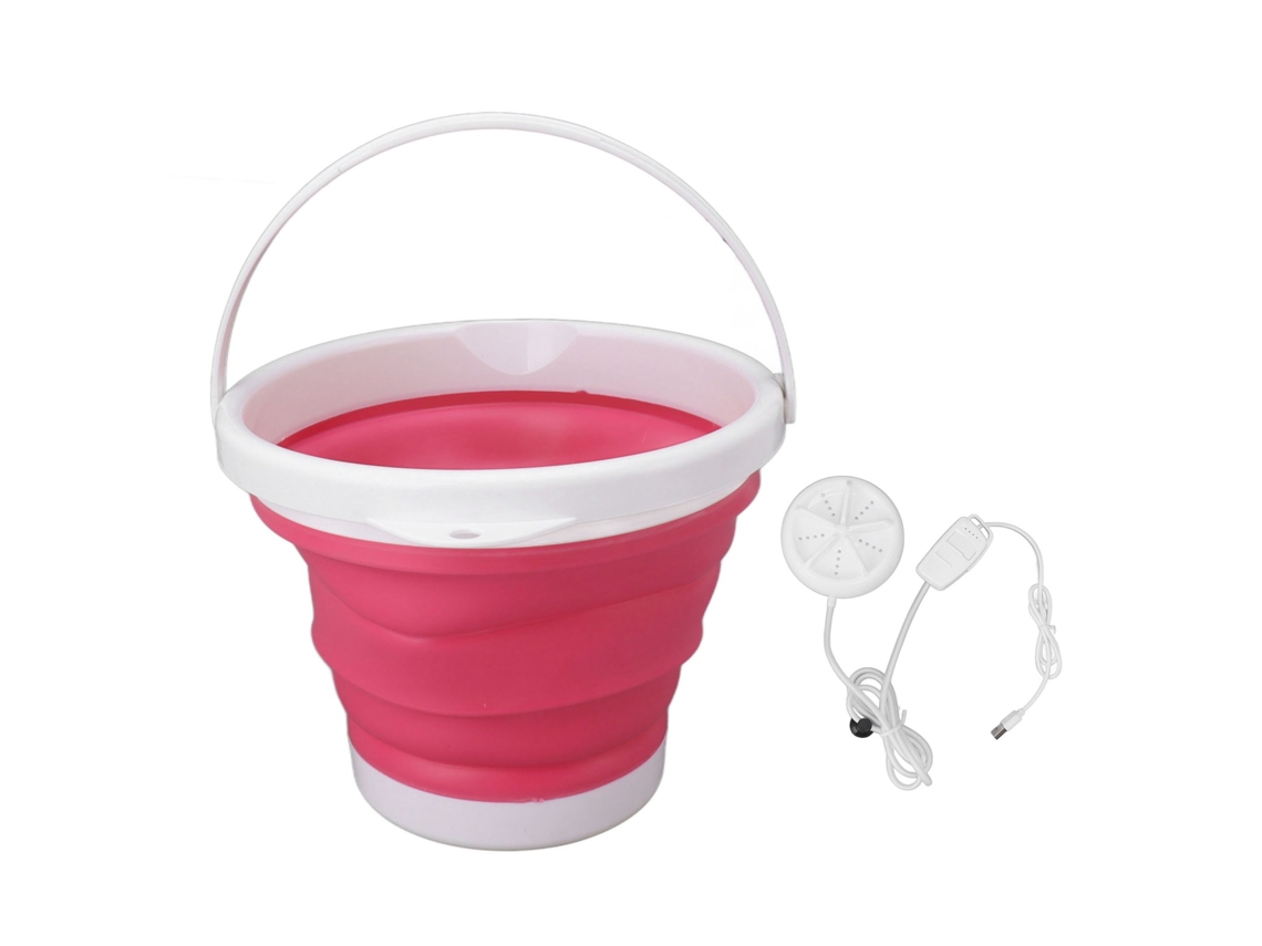 Mini Máquina de Lavar Portátil Plegável 10l Ultrassônica 4 Marchas para Meias Roupa Íntima Bebê Rosa | S/MARCA