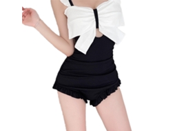 Traje de Banho Feminino Verão Listras Laço Preto Tamanho L