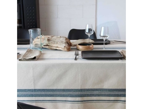 Toalha De Mesa Sud Etoffe Rustique Chic Lavado Prunelle Algodão Azul (170 Cm)