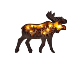 Decoração de Parede de Madeira com Animal em Carving Multicamada para Casa e Mesa | S/MARCA