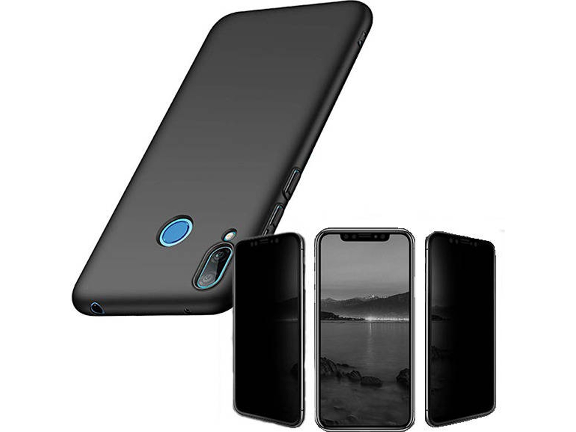 Kit Capa e Película 5D Anti-Spy Huawei Y7 2019 SlimShield Preto