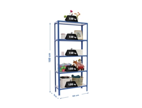 Simonhome Click Wood Mini Prateleira Metálica 5/300 Azul/branco