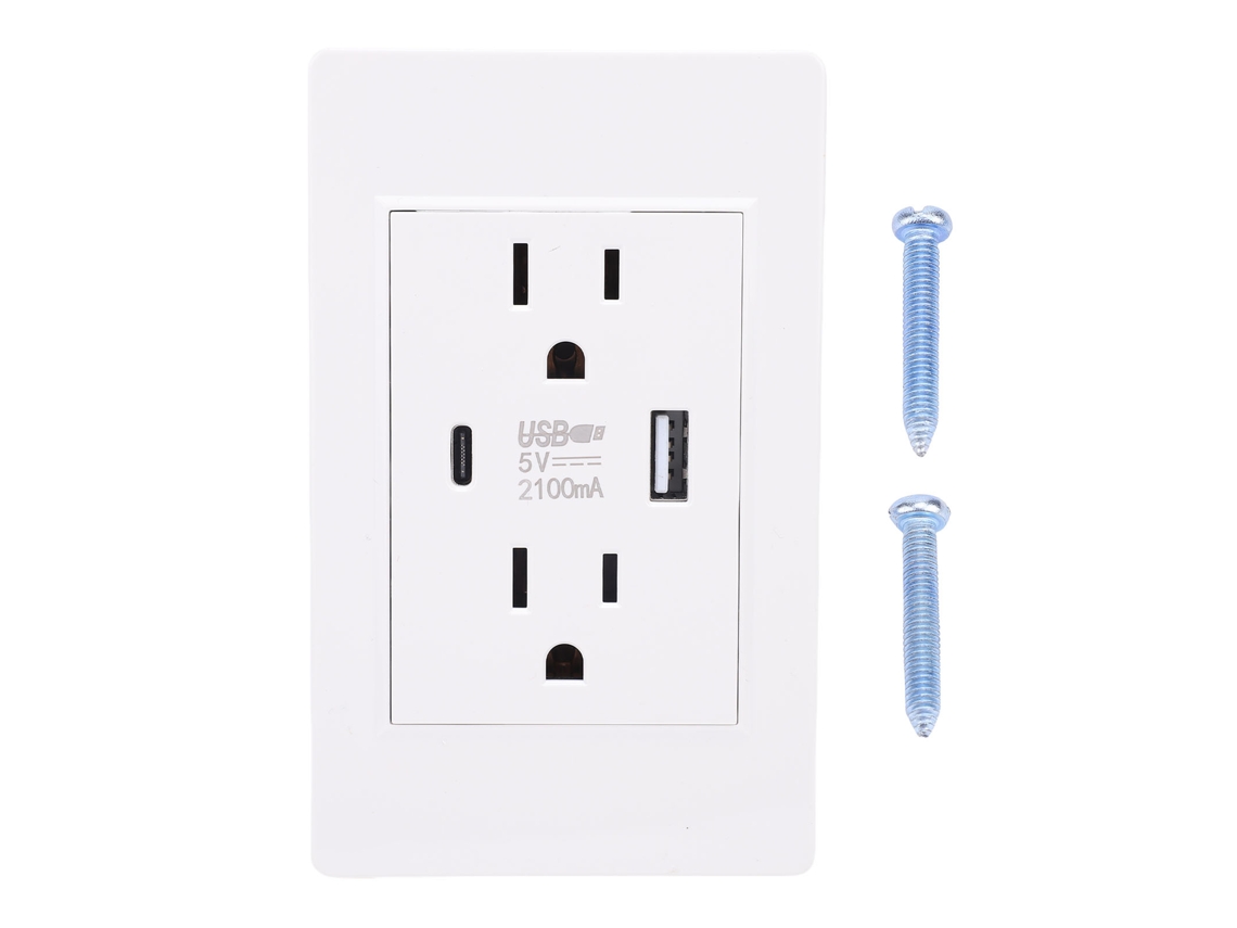 Laxiscreed Tomada De Parede Eua Com Usb E Type-c, 15a, Retardante De Chama Para Casa E Escritório