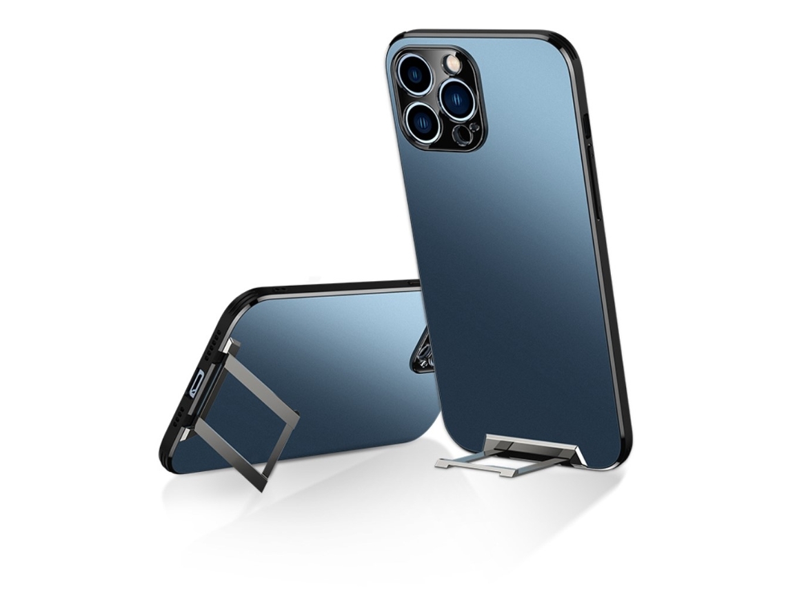 Suporte Casa Quedas Para Iphone 14 Pro Max Pele Sintética Anti-choque Azul