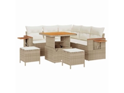 Maison Exclusive - Conjunto De Sofá De Jardim 9 Pcs Bege E Creme Vime Pe