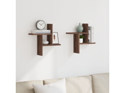 Conjunto de 2 Prateleiras de Parede Derivados Madeira Carvalho Castanho MAISON EXCLUSIVE