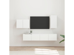 Vidaxl Conjunto De Gabinete De Parede Para Tv 4 Unid. Branco