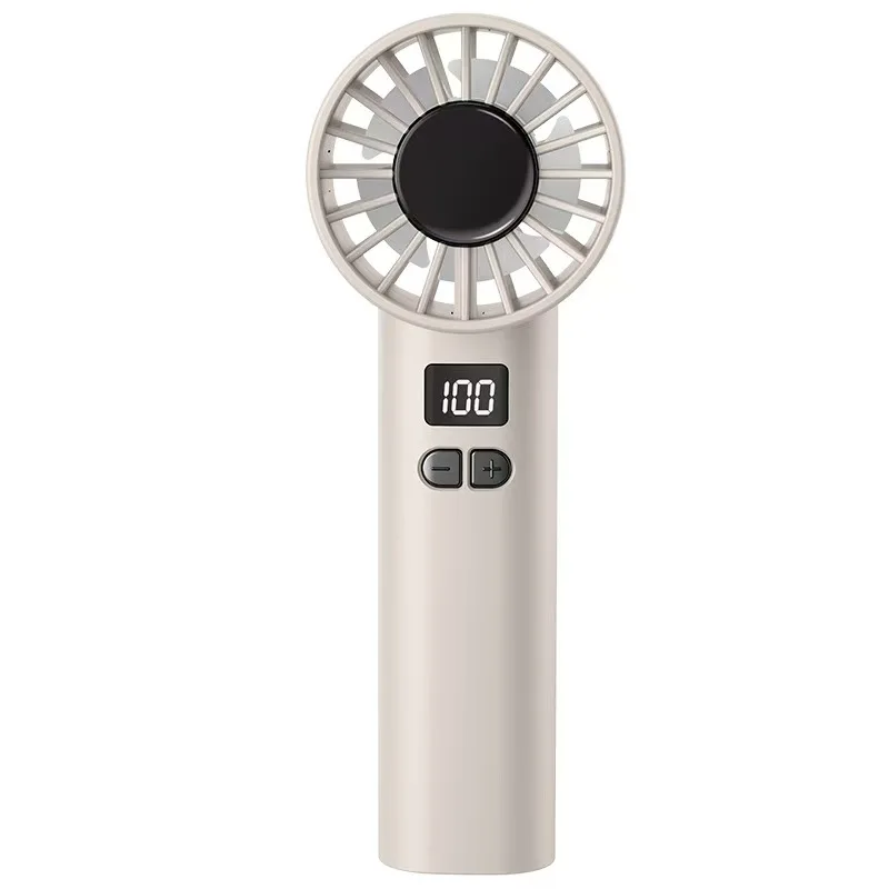 (branco 1) Ventilador Portátil De Alta Velocidade Ice Wind De Nova Geração Com Visor Digital Led Recarregável Via Usb