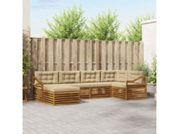 Vidaxl Conjunto De Sofás Para Exterior 6 Unid. Natural E Bege