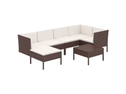 Maison Exclusive - 7 Pcs Conjunto Lounge Jardim C/ Almofadões Vime Pe Castanho