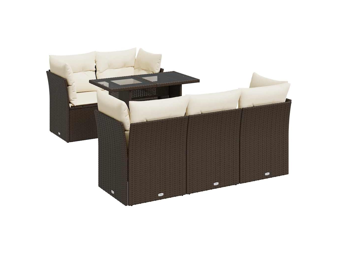 Conjunto de 6 Sofás Jardim com Almofadões Vime Pe Castanho MAISON EXCLUSIVE (80x200 cm)