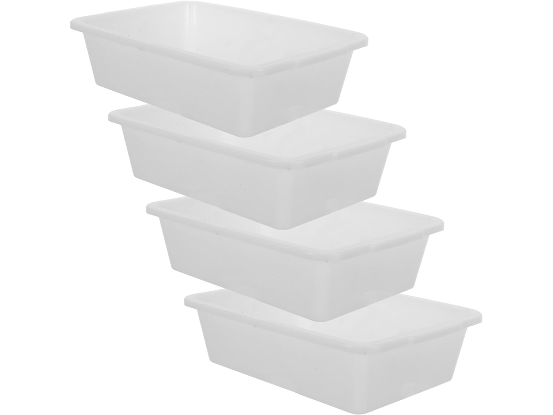 Bandeja Retangular De Plástico Branco Para Laboratório, Conjunto De 4 Peças.