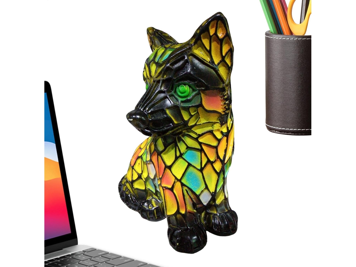 Abajur De Mesa Led Em Resina Colorida Formato Cachorro