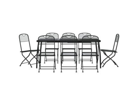 Conjunto 9 de jantar para jardim VIDA XL rede de metal antracite