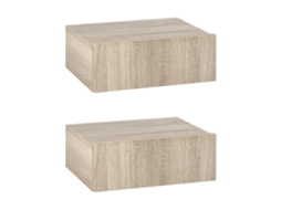 Conjunto de Mesinhas de Cabeceira S/MARCA, parede, gaveta retrátil, MDF, carvalho claro