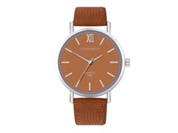 Reloj De Pulsera Analógico De Cuarzo Con Correa De Pu Casual Para Mujer Y Hombre (café)