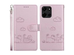 Capa Protetora De Couro Sintético Com Estampa De Gatinho E Bloqueio Rfid Para Motorola Moto G 5g (2025) Rosa
